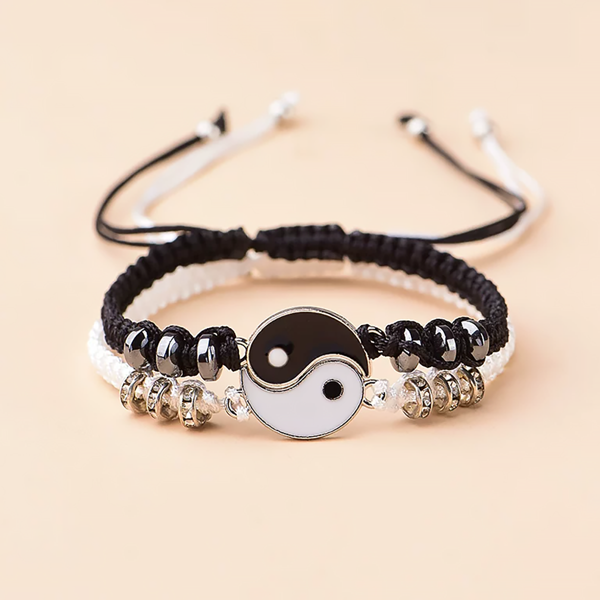 Chinese Style Yin Yang Bracelet Black White Matching Bracelet-5