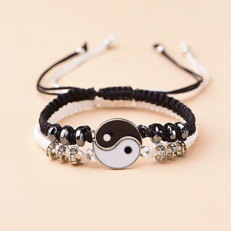 Chinese Style Yin Yang Bracelet Black White Matching Bracelet-5