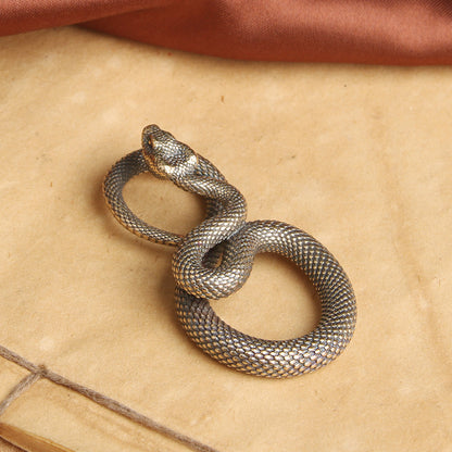 Pure Brass Distressed Python Keychain Pendant