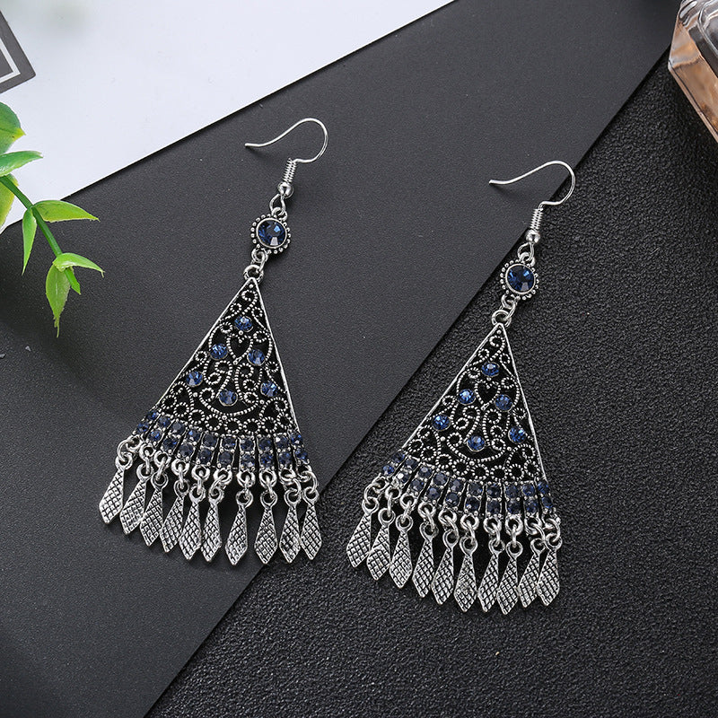 Textured Fan-Shaped Multilayer Earrings Chinese Style