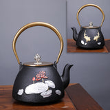 Creative Literary And Art Hand-made Boiled Teapot Happy Iron Teapot