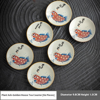 Ceramic Coasters Household Retro National Style Goldfish Coaster