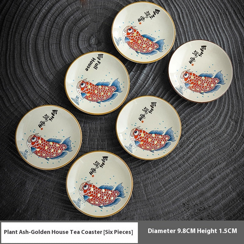 Keramik Untersetzer Haushalt Retro National Style Goldfish Coaster