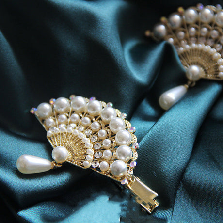 Schönheitslüftertemperament Perle Strass Haarnadelbalken Entenbill Clip
