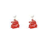 Festive Zodiac Year Paper-cut Red Rabbit Earrings-6