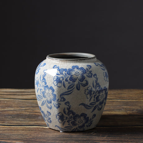 Vintage Blue Color Blau und weißes Porzellanvase