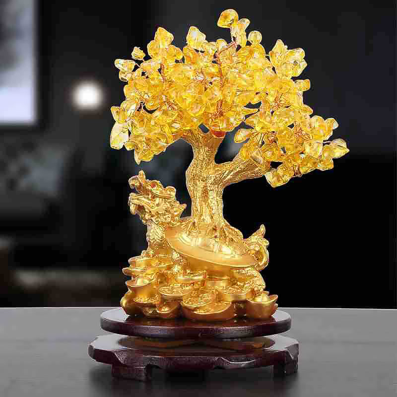 Citrine Turtle Money Tree Feng Shui Ornament