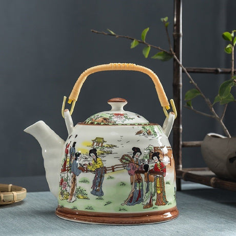 Old Ceramic Teapot Large Brewing Tea Top Handle Pot
