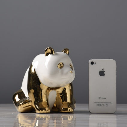 Golden panda ceramic ornaments