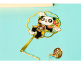 Chinese Style Cartoon Panda Color Printing Etching Plating Metal Bookmark