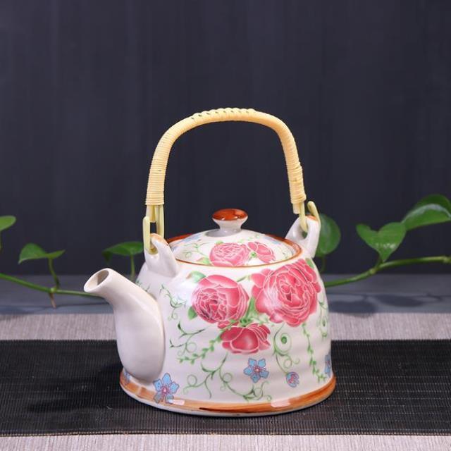 Old-fashioned Ceramic Cool Water Pot Pastel Top Handle Pot Teapot-4