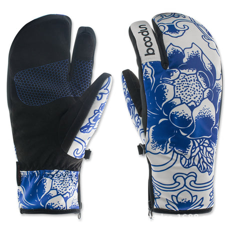 Ski Gloves Outdoor Skiing Three-finger Warm Gloves