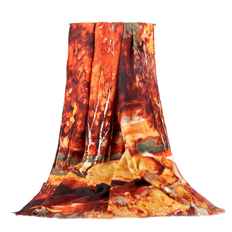 Chinese Ethnic Style Literature and Art Landscape Ladies Scarf