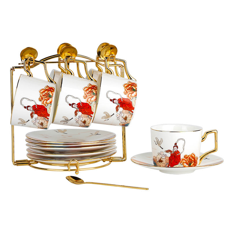 Chinese Afternoon Tea Cup Ceramic Coffee Cup Saucer Set-5