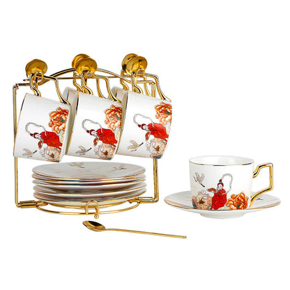 Chinese Afternoon Tea Cup Ceramic Coffee Cup Saucer Set-5