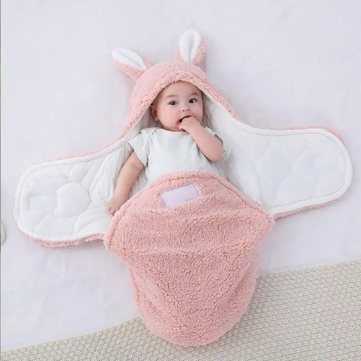 Super Soft Baby Sleeping Bag Fluffy Fleece Swaddle Blankets Unisex Baby Wrap
