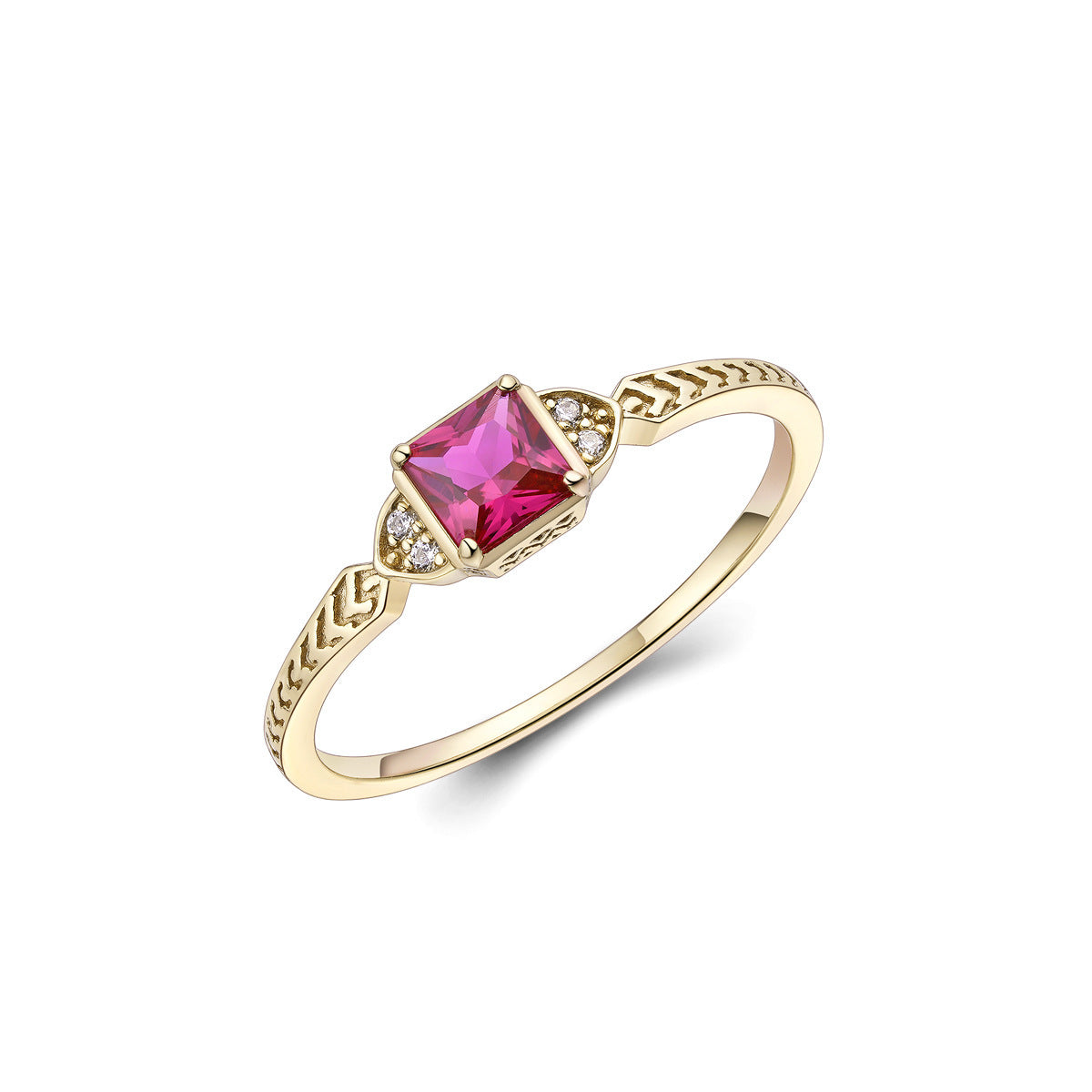 Leichter Luxus eingelegtes rotes Diamant Jade -Ring