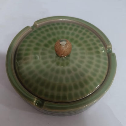 Ceramic Ashtray With Lid Household Office Chinese Style