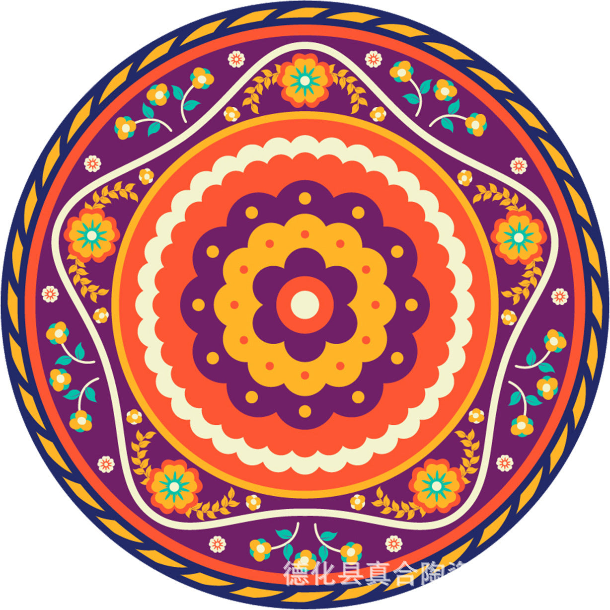 Mandala flower ceramic absorbent coaster