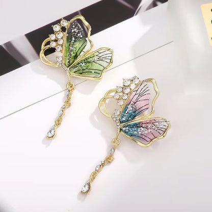 Exquisite Translucent Butterfly Tassel Brooch