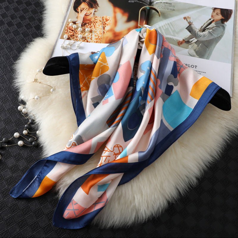 Colorful Puzzle Colorful Scarf Artificial Silk