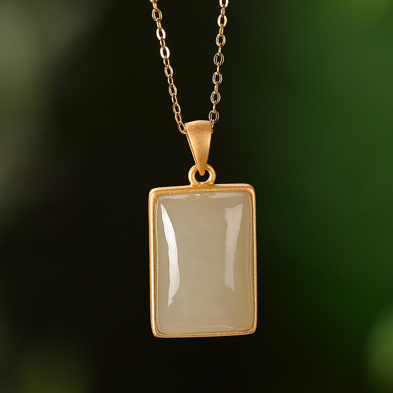 Sterling Silver Gold-plated Hetian Jade Sapphire Pendant