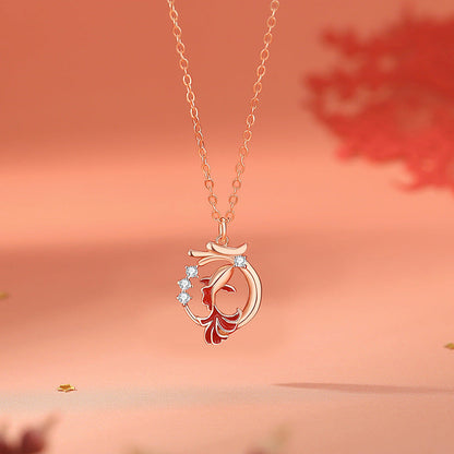 Rose Gold Koi Clavicle Chain Women's Necklace Pendant-1