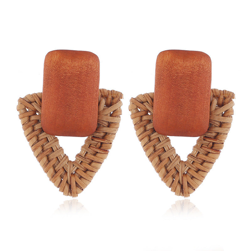 New Raffia Rattan Earrings Female Colorful Geometric Round Straw Earrings Earrings