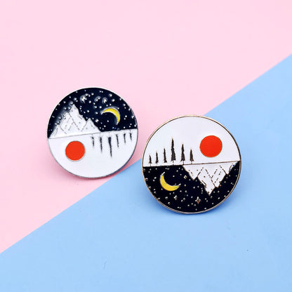 Round enamel shirt brooch