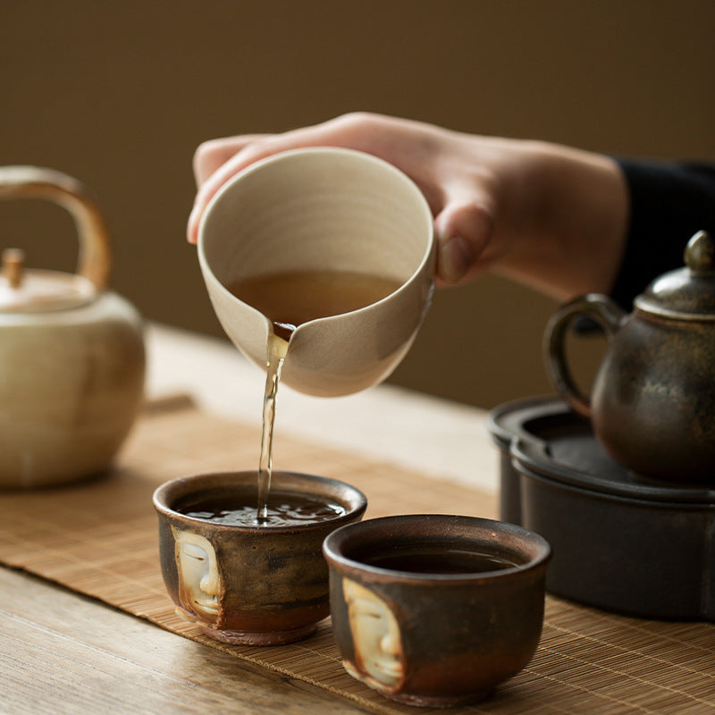 Hand Carved Buddha Face Teacup Ceramics