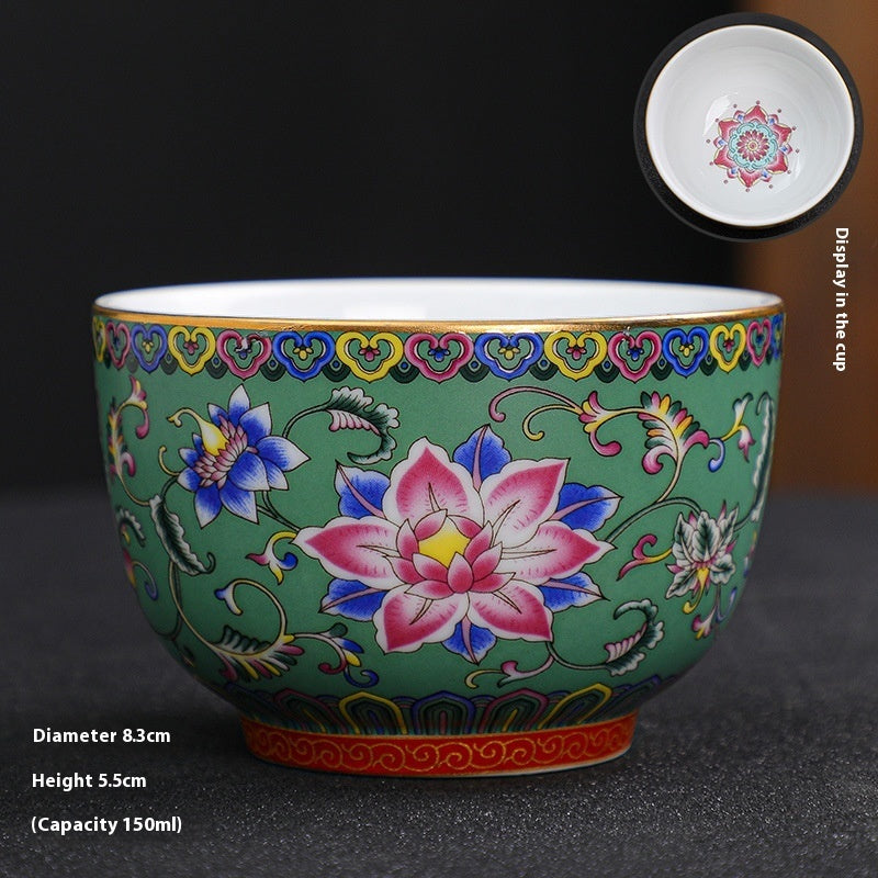 Enamel Master Cup Porcelain Kung Fu Tea Set Suit