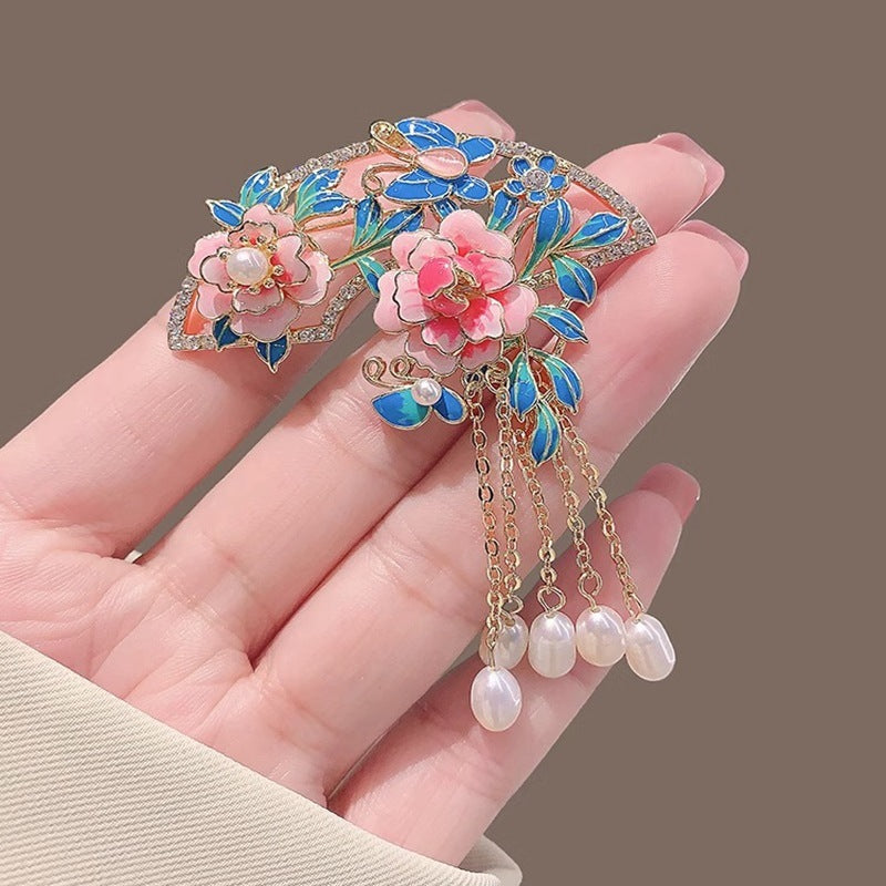 Silk Flower Peony Flower Vintage Brooch