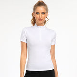 Women's Short-sleeved Yoga Clothes Half Zipped Stand Collar Top