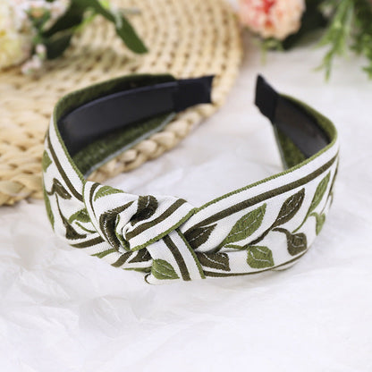 Rustic Style Floral Pattern Embroidered Hair Bands-3