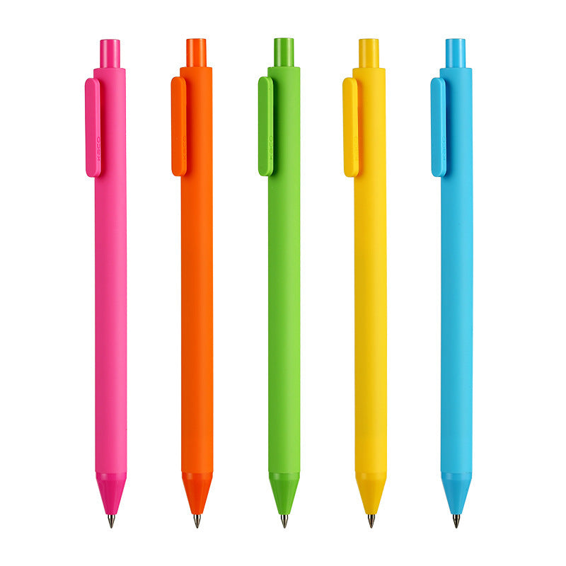 Einfaches, bonbonfarbenes, weiches Gelstift-Set mit neutralem Aquarell-Stifthalter