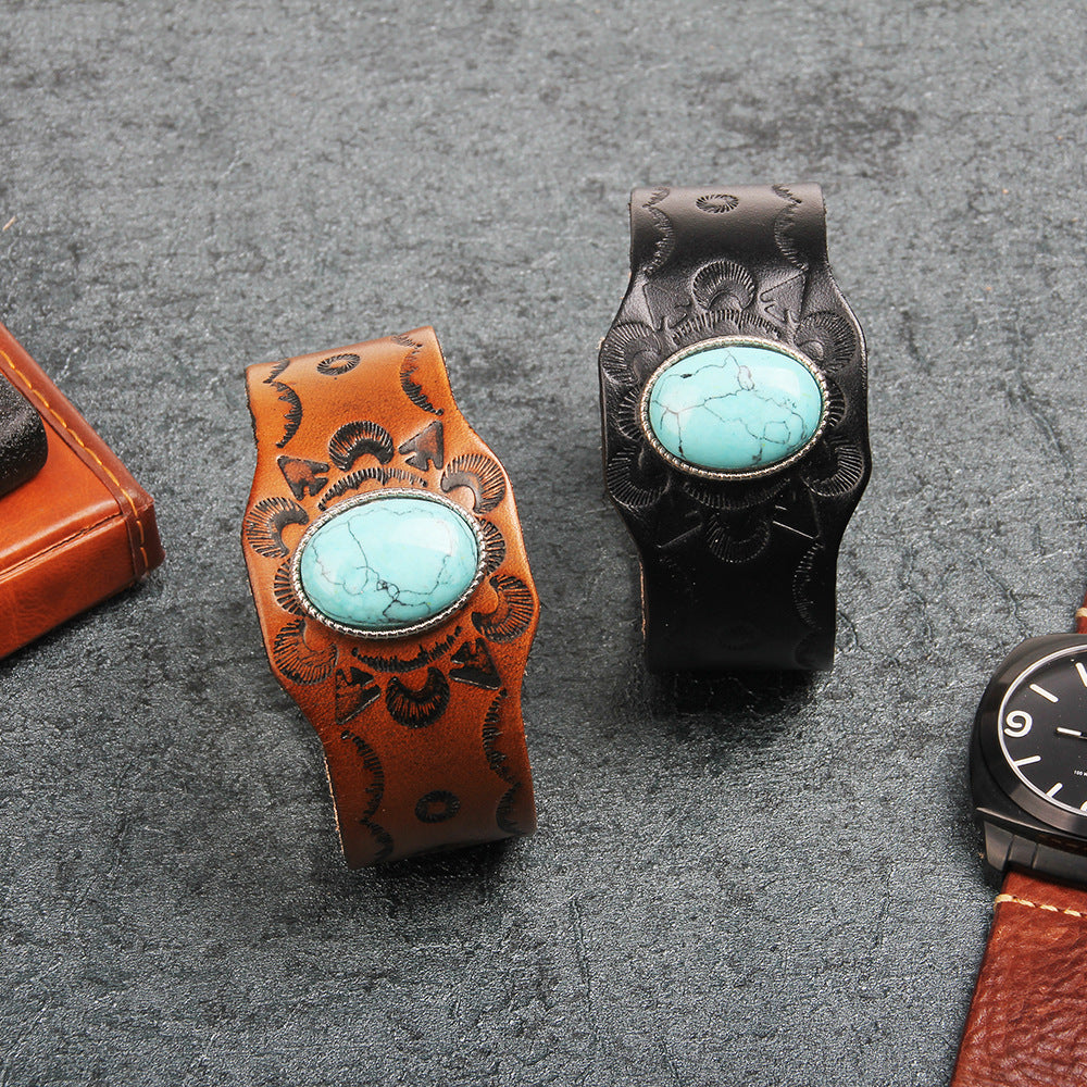 Fashion Turquoise Totem Leather Bracelet