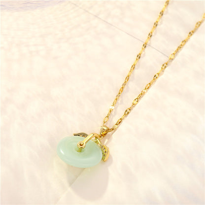 Women's Transparent Hetian Jade Safety Buckle Necklace