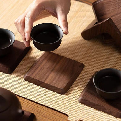 Black Walnut Solid Wood Square Tea Cup Heat Insulation Wood Pad Non-slip Coaster