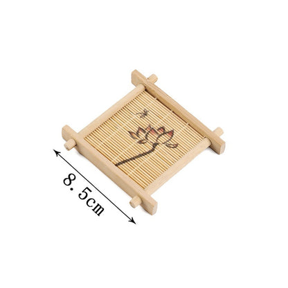 Bamboo Square Well-shaped Coaster Tea Pot Base Pastry Small Tray