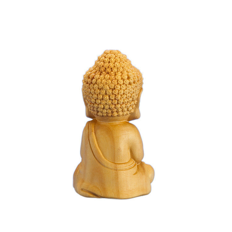 Natural Color Boxwood Buddha Car Decoration