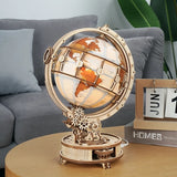 Luminous Globe 3D Wooden Puzzle Assemble Model Buliding Toys Gift for Children