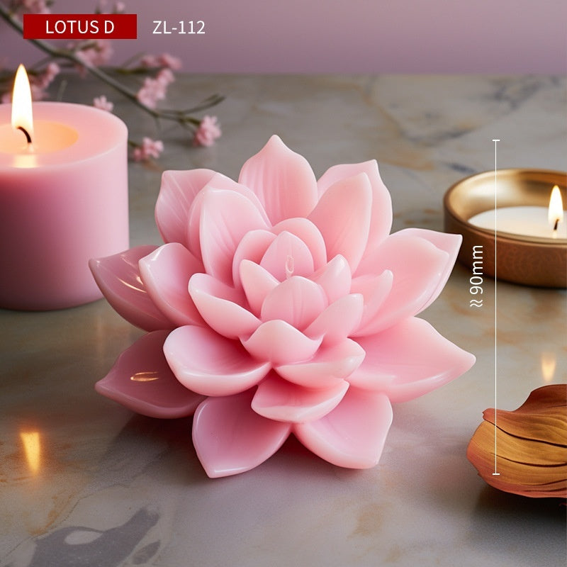 Simulation Lotus Scented Candle Silicone Molds Incense Making Tools-2