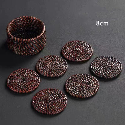 Chinese  Hand-woven Rattan Coaster Potholder Tea