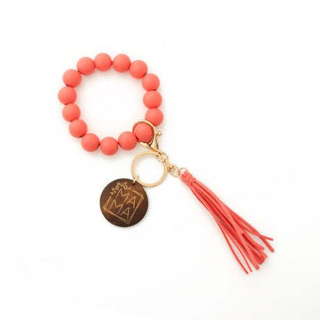 Fashion Wooden Beads Bracelet Tassel Keychain-9