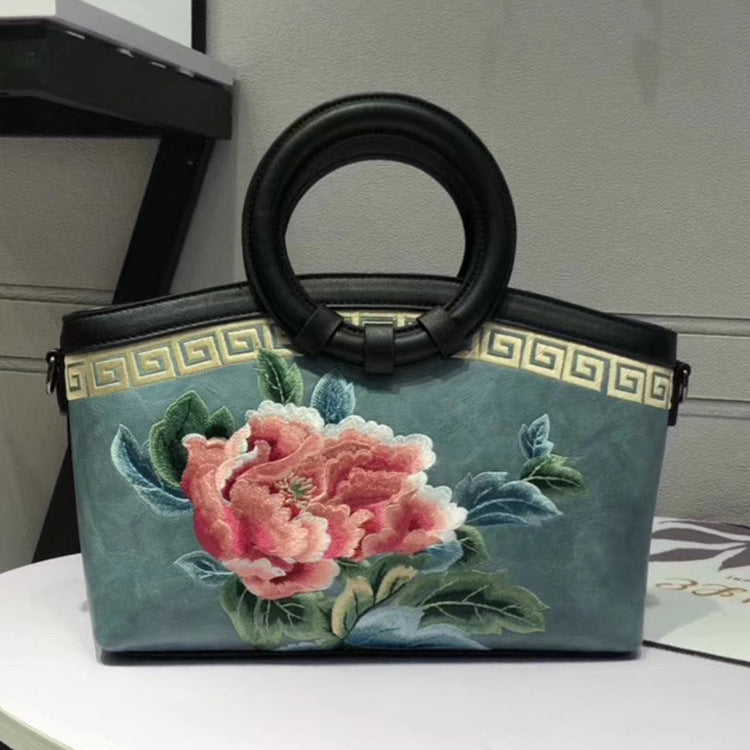 Chinese Style Peony Flower Dumpling Bag Embroidery Handbag-6