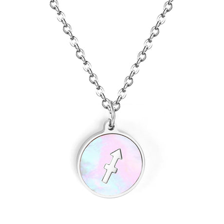 Minimalist White Shell Zodiac Necklace Adjustable Pendant-25