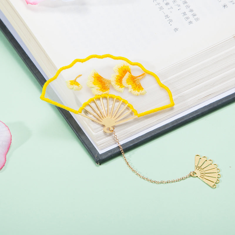 Folding Fan Bookmark DIY Handmade Embroidery Material Kit-3