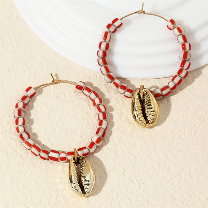 Temperament Color Rice Bead Earrings Popular Geometric Earrings