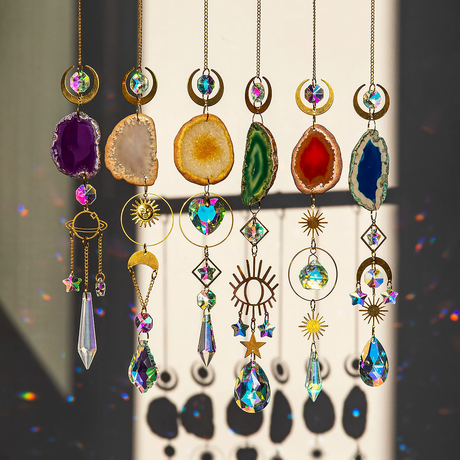 Natural Agate Crystal Suncatcher Window Hanging Decor-1