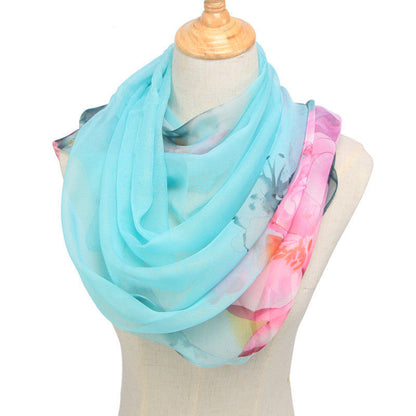 Spring and Summer Sunscreen Bright Color Printed Thin Scarf Shawl-9